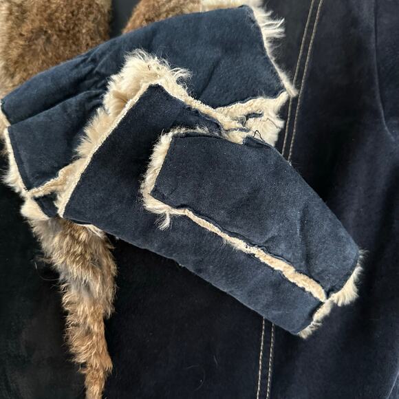 Wilsons Leather Maxima Penny Lane Fur Trimmed Coat Matching Gloves - Picture 6 of 10